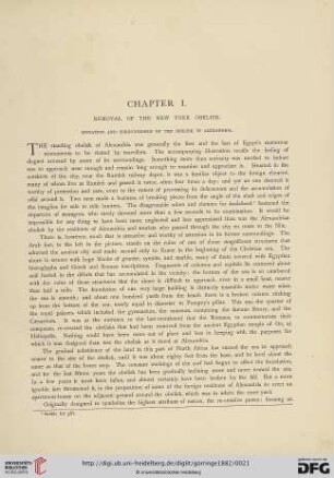 Chapter I: Removal of the New York Obelisk