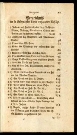Verzeichnis der in diesem ersten Theile enthaltenen Aufsätze.