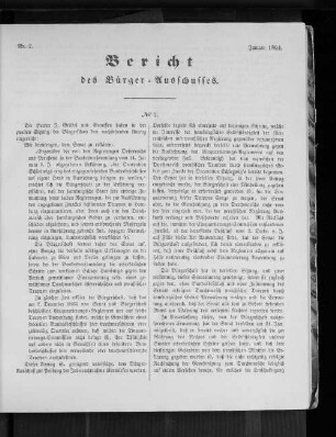 Nr. 2. Bericht des Bürger=Ausschusses. Januar 1864.
