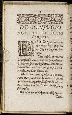 Nomen Et Definitio Conjugii.