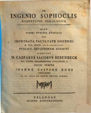De ingenio Sophoclis : dissertatio philologica