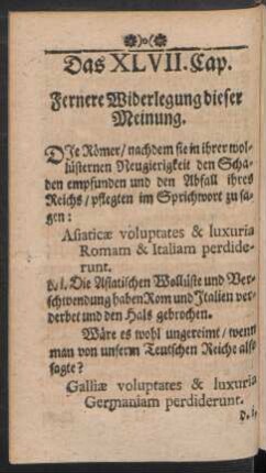 Das XLVII. Cap. Fernere Widerlegung dieser Meinung