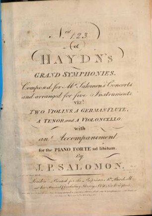 Nos. 1, 2, 3, of Haydn's grand symphonies