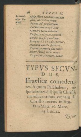 Typus Secundus. Israelitae comedentes agnum Paschalem ...