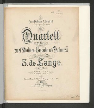 Quartett No. 3 in G : zwei Violinen, Bratsche und Violoncell ; op. 67