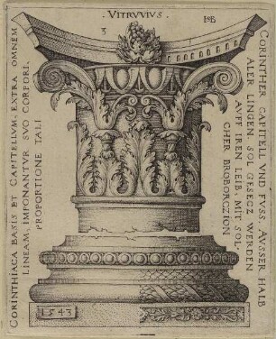 Kapitell und Basis einer Säule korinthischer Ordnung, Blatt aus der Folge der vitruvischen Säulenordungen
