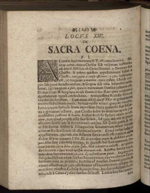 Locus XIV. De Sacra Cœna