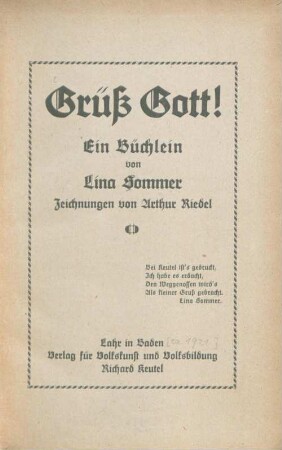 Grüß Gott! : Ein Büchlein