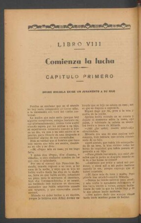 Capítulo primero - Donde Micaela exige un juramento a su hijo