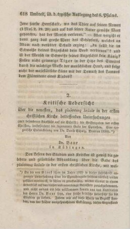 618-702 Kritische Uebersicht über die neuesten, das glossais lalein in der ersten christlichen Kirche betreffenden Untersuchungen