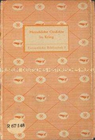 Anthologie mit Gedichten aus der Zeit des Ersten Weltkriegs