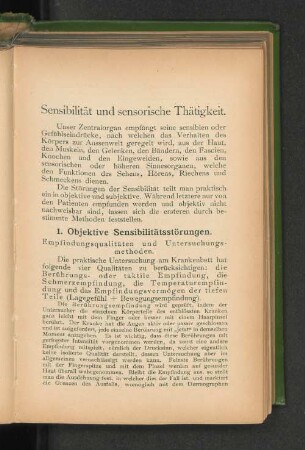 Sensibilität und sensorische Thätigkeit.