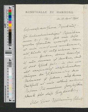 Brief an Werner von Melle