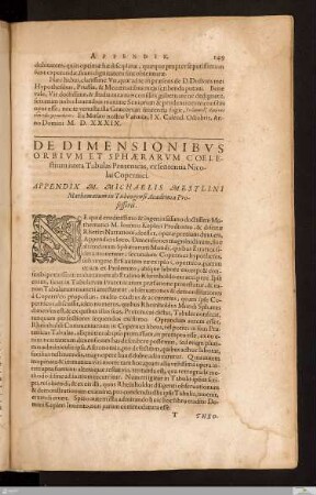 De dimensionibus orbium et sphaerum, Appendix