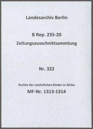 Rechte der unehelichen Kinder in Afrika