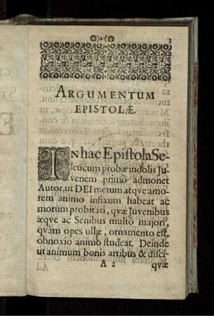 Argumentum Epistolae