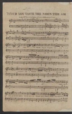 Woud you taste the noon tide air : sung by Mrs. Pinto in the masque of Comus