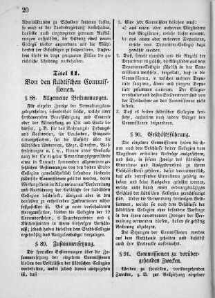 Titel 11. Von den städtischen Commissionen.