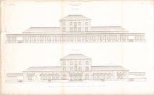 Neureuther, Gottfried von; Aschaffenburg; Bahnhofshauptgebäude - Ansichten