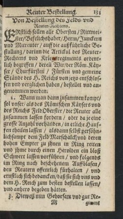 Von Bestellung des Felds- und Reuter-Rechts