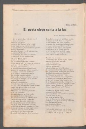 El poeta ciego canta a la luz : (Milton) - Al Dr. Antonio Gómez Restrepo