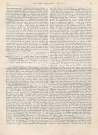 189-192 [Rezension] Köhler, Walther E., Luthers Schrift an den christlichen Adel deutscher Nation im Spiegel der Kultur- und Zeitgeschichte