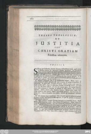 Theses Theologicae : De Iustitia Per Christi Gratiam Fidelibus inhaerente.