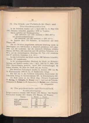 16. Die psychiatrische und Nervenklinik.