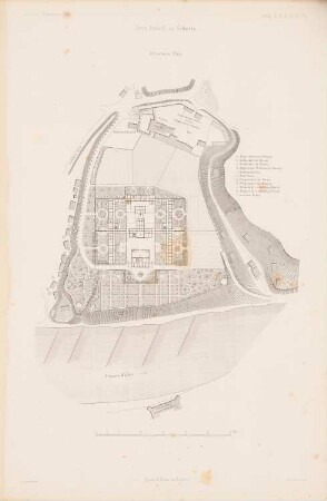 Irrenanstalt, Schwetz: Lageplan (aus: Atlas zur Zeitschrift für Bauwesen, hrsg. v. G. Erbkam, Jg. 4, 1854)