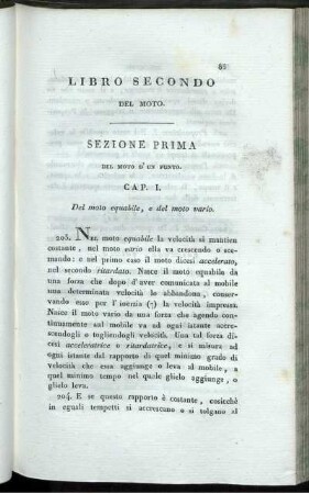 Libro Secondo Del Moto. Sezione Prima. Del Moto D'un Punto.