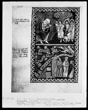 Psalterium mit Kalendarium — Bildseite mit zwei Miniaturen, Folio 11verso