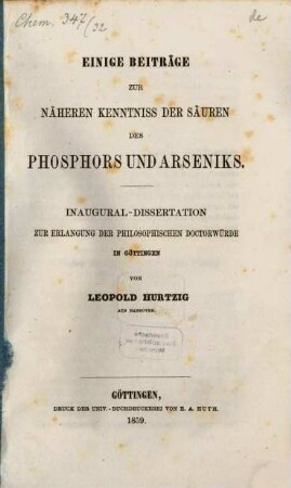 Einige Beiträge zur näheren Kenntniss der Säuren des Phosphors und Arseniks