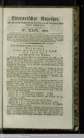 Literarischer Anzeiger No. XXIX. 1823