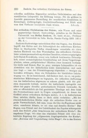 330-331 [Rezension] Zankow, Stefan, Das orthodoxe Christentum des Ostens
