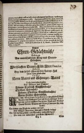 Letztes Ehren-Gedächtnüß / Bestehend aus unterschiedenen Klag- und Trauer-Gedichten.