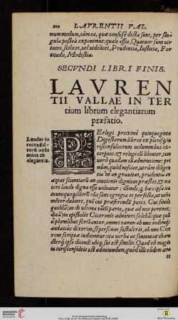 Lavrentii Vallae in tertium librum elegantiarum