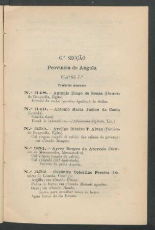 6.ª Secção - Provincia de Angola