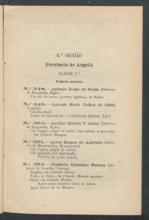 6.ª Secção - Provincia de Angola