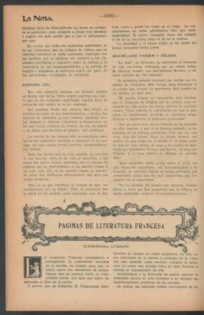 Páginas de literatura francesa : Clemenceau, literato