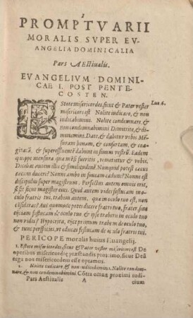 Evangelivm Domincae I. Post Pentecosten.