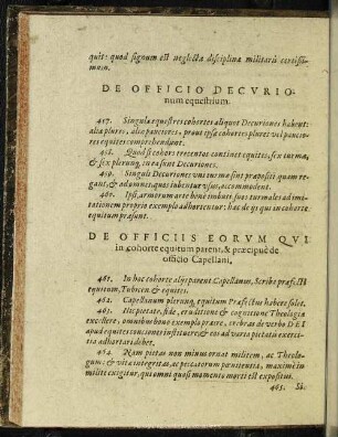 De Officiis Eorum Qui in cohorte equitum parent, & praecipue de officio Capellani