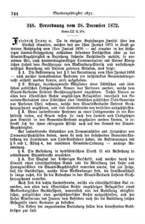 248. Verordnung vom 28. December 1872.