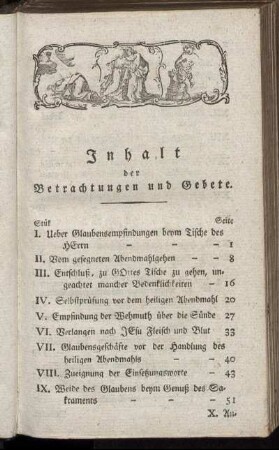 Inhalt der Betrachtungen und Gebete.