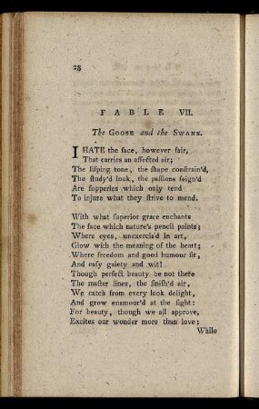 Fable VII. The Goose and the Swans