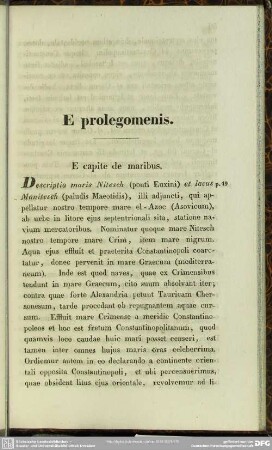 E prolegomenis