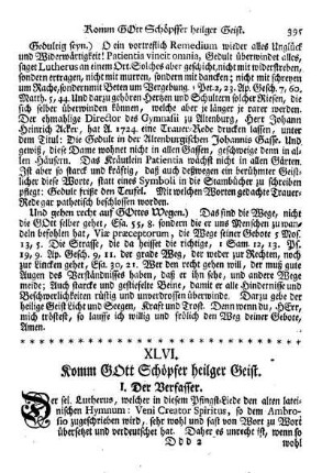 XLVI. Komm GOtt Schöpfer heilger Geist.
