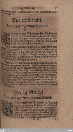 Der 23. Artickel. Das man die Zechen nicht verstürtzen sol.