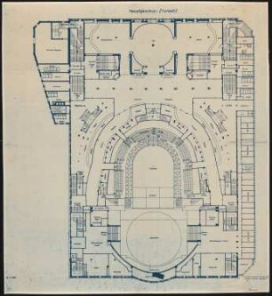 Großes Schauspielhaus (auch: Theater des Volkes, Friedrichstadtpalast), Berlin: Grundriss HG (Parkett) 1:100