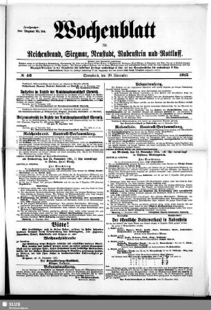 Wochenblatt für Reichenbrand, Siegmar, Neustadt, Rabenstein und Rottluff