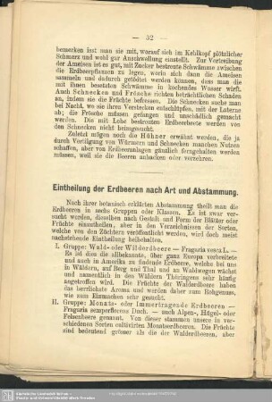 Eintheilung der Erdbeeren nach Art und Abstammung